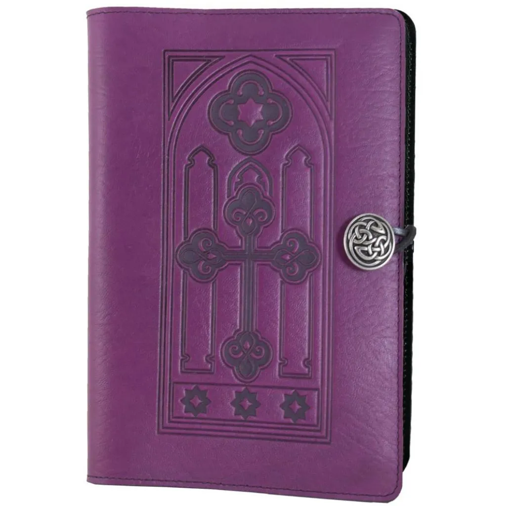 Leather Refillable Journal Notebook, Stained Glass