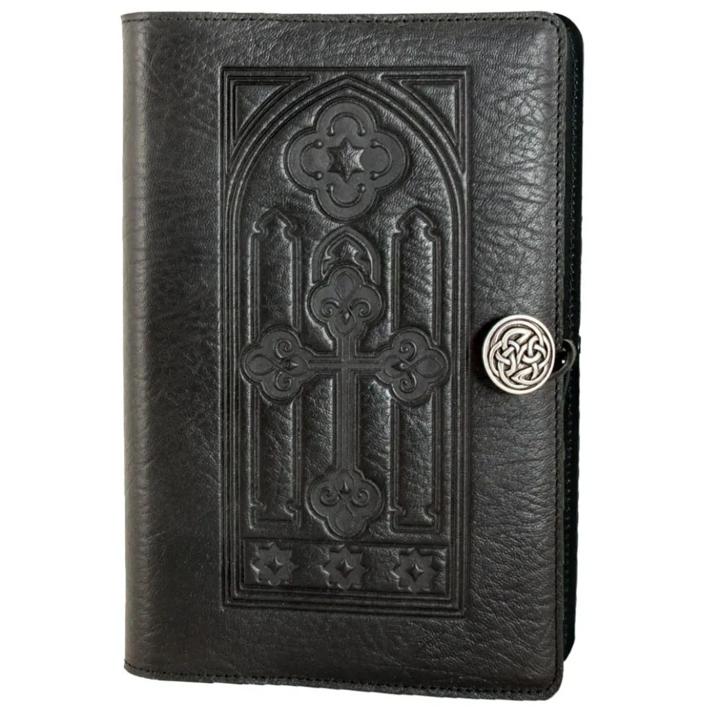Leather Refillable Journal Notebook, Stained Glass