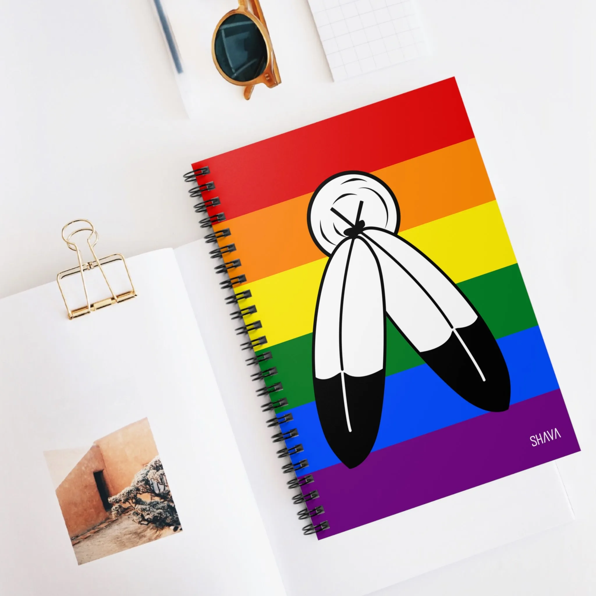 LGBTQ Spiral Notebook - Ruled Line - Two Spirit Flag