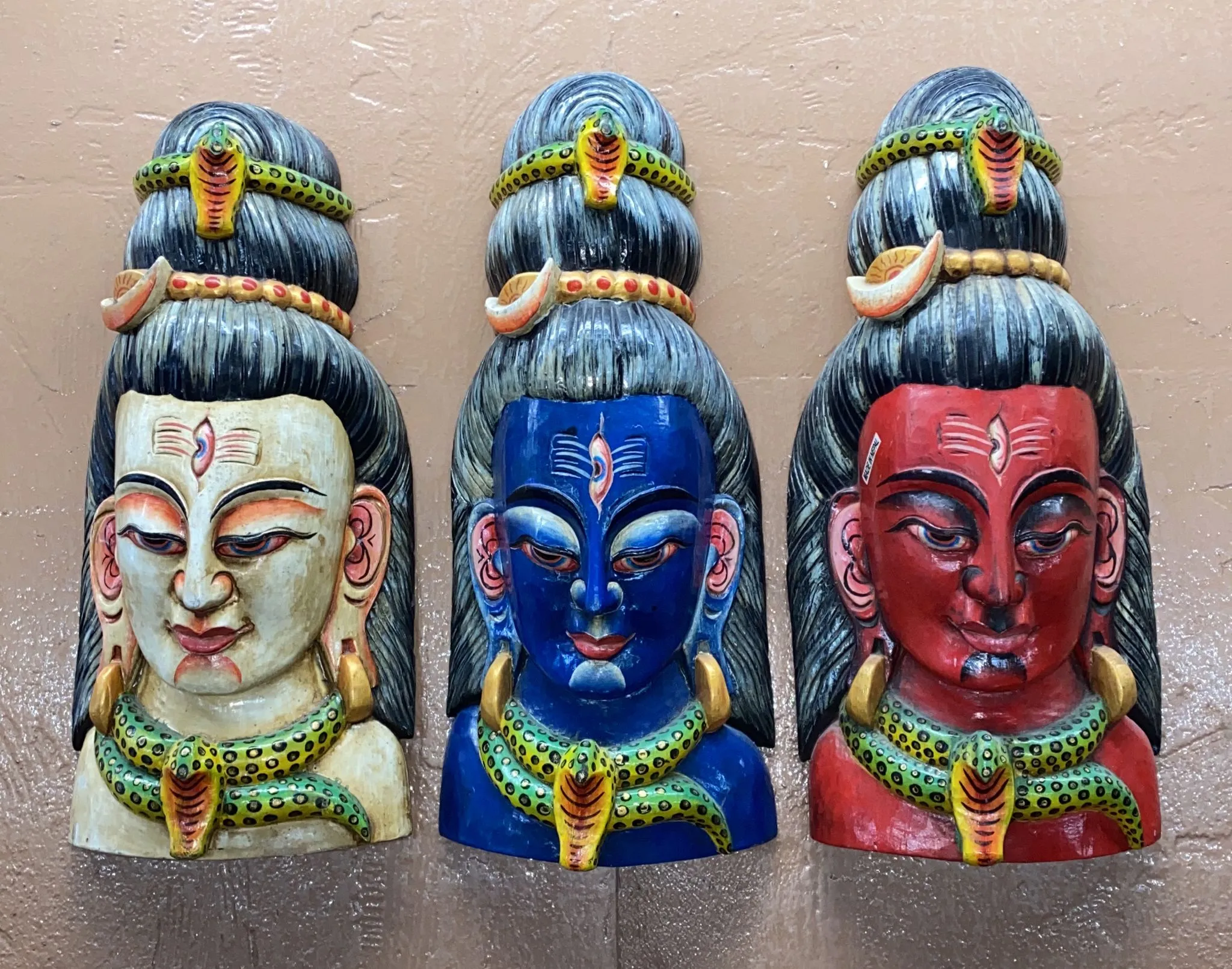 Lord Shiva Hand-Carved Wooden Mask (XXL)