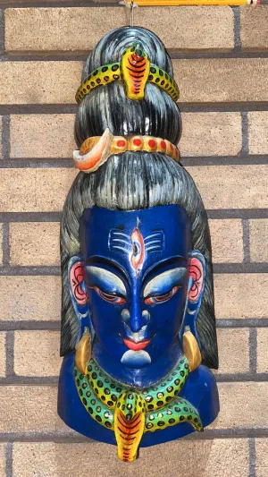 Lord Shiva Hand-Carved Wooden Mask (XXL)