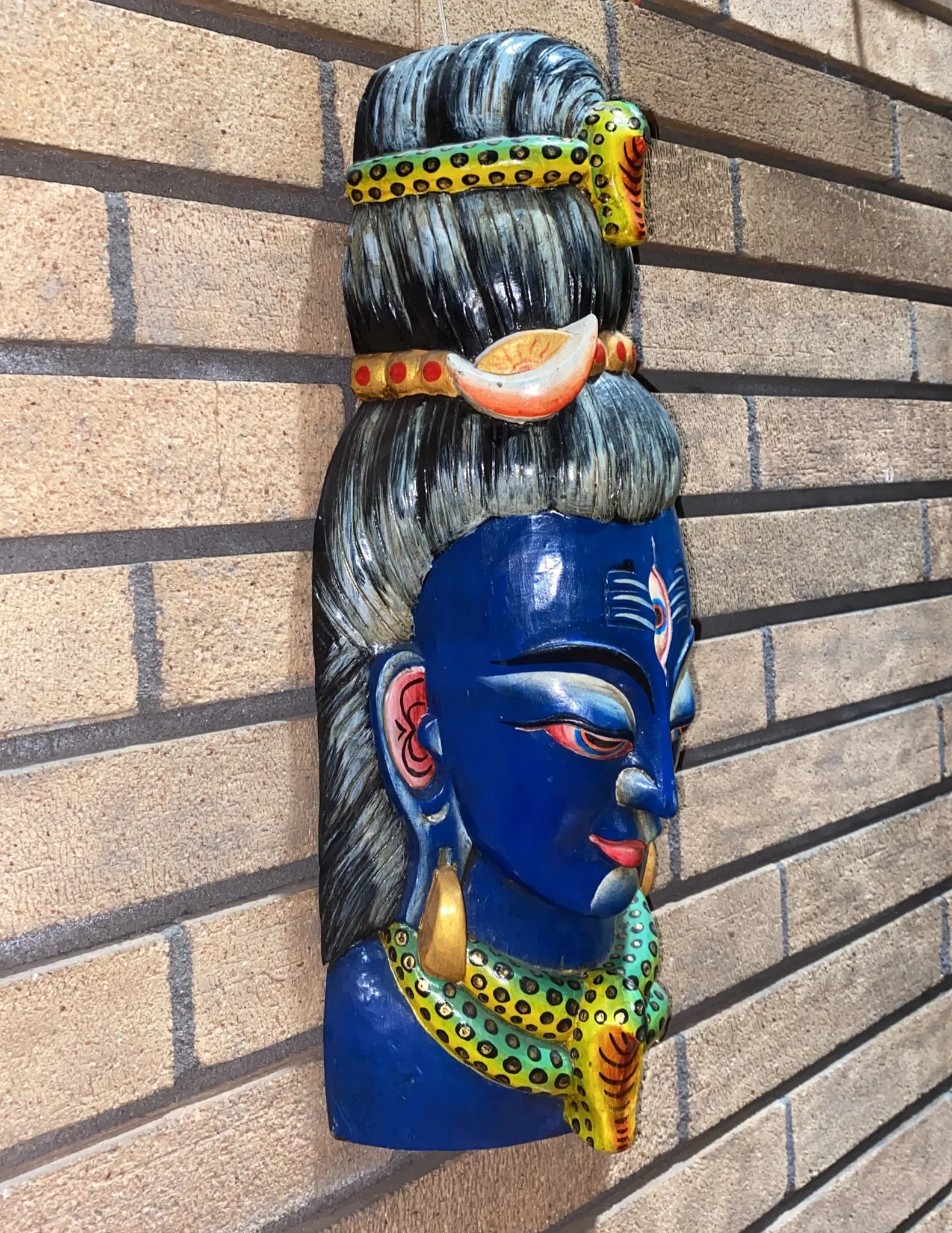Lord Shiva Hand-Carved Wooden Mask (XXL)