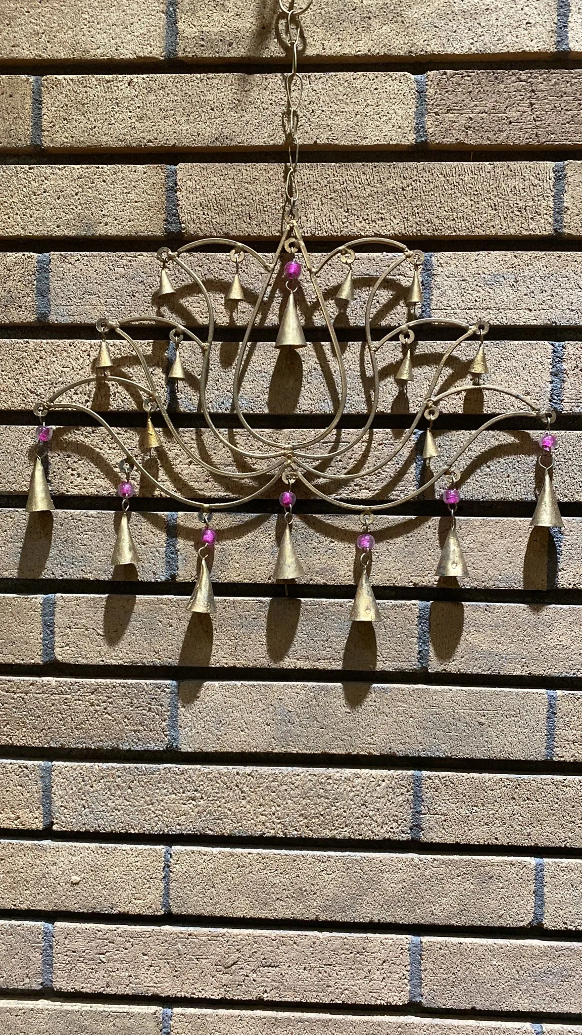 Lotus Flower Recylced Brass & Glass Bead Bell Windchime (L)
