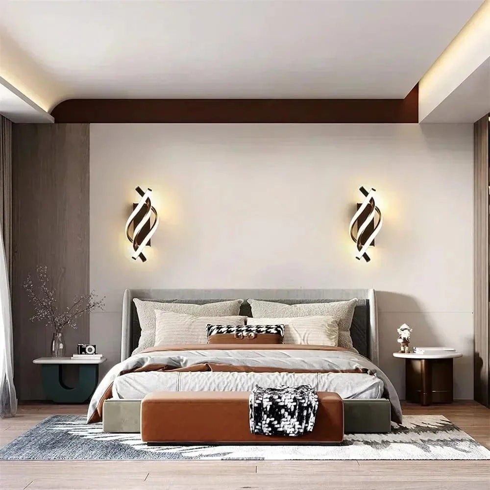 LuminousSpiral Curved Design Modern LED Wall Lamps