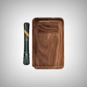Marley Natural Black Walnut Rolling Tray & Smoked Glass Steamroller Bundle