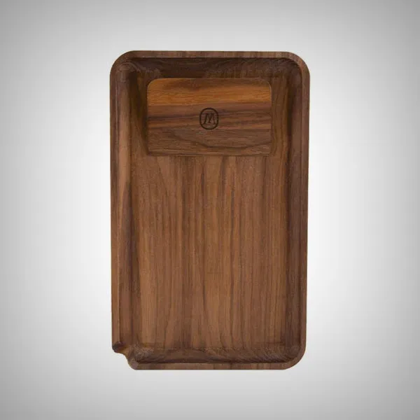 Marley Natural Black Walnut Rolling Tray & Smoked Glass Steamroller Bundle