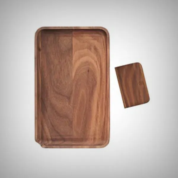 Marley Natural Black Walnut Rolling Tray & Smoked Glass Steamroller Bundle