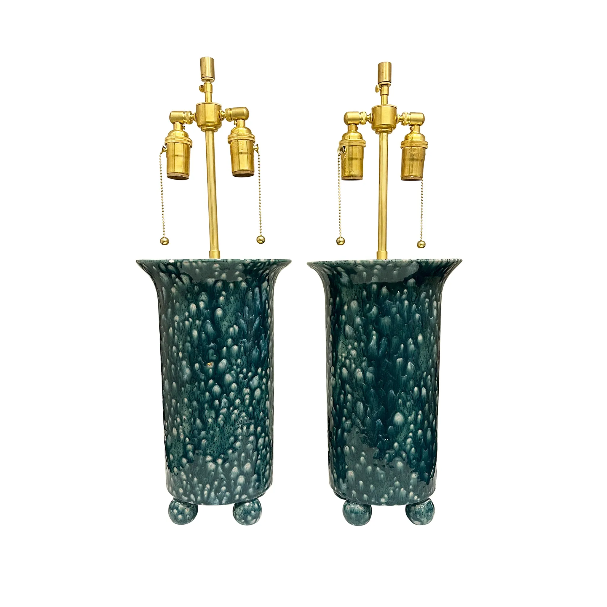 Medium Ball Foot Lamp in Bursty Blue Burst Glaze