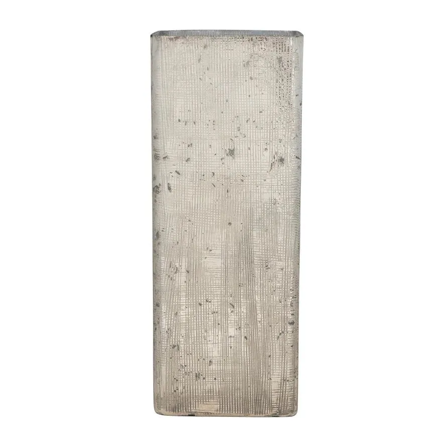 Mercury Glass Crosshatched Vase Large