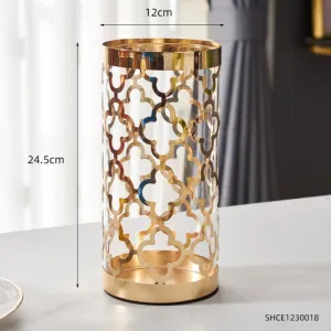 Metal Glass Dried Flowers Vase Golden Vase
