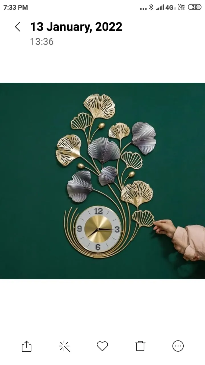 Metal Wall Clock Stylish for Living Bed Room Home Decor Art a Hanging Decorative Showpiece Item 16 x 30 Inch