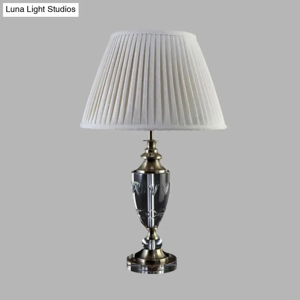 Minimalist Bell Night Light with Crystal Accent for Cream Gray Fabric Nightstand