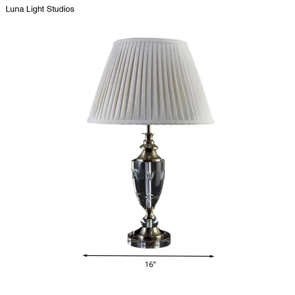 Minimalist Bell Night Light with Crystal Accent for Cream Gray Fabric Nightstand