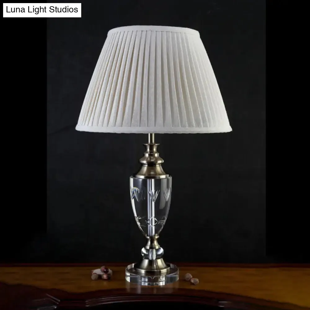 Minimalist Bell Night Light with Crystal Accent for Cream Gray Fabric Nightstand