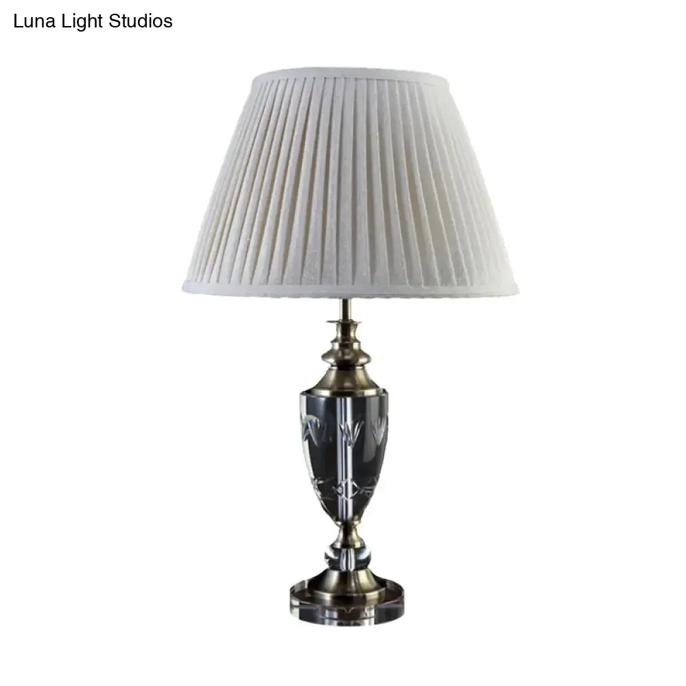 Minimalist Bell Night Light with Crystal Accent for Cream Gray Fabric Nightstand