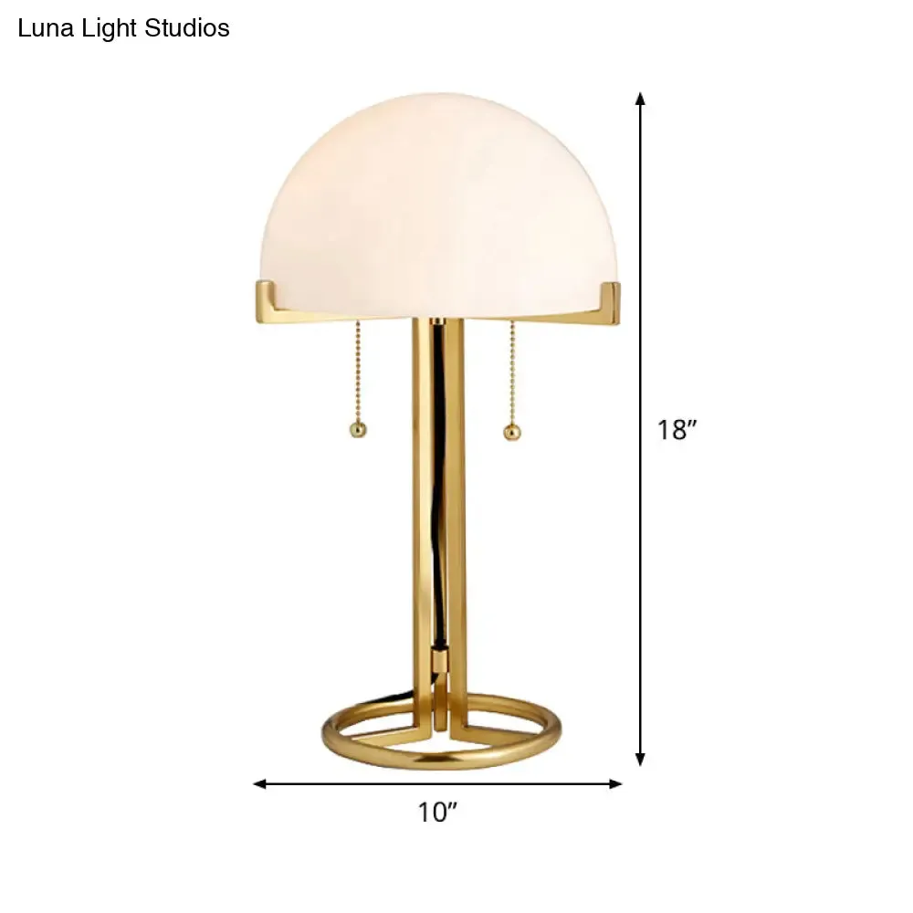 Minimalist White Glass Nightstand Lamp - Gold Metal, 1-Head Design