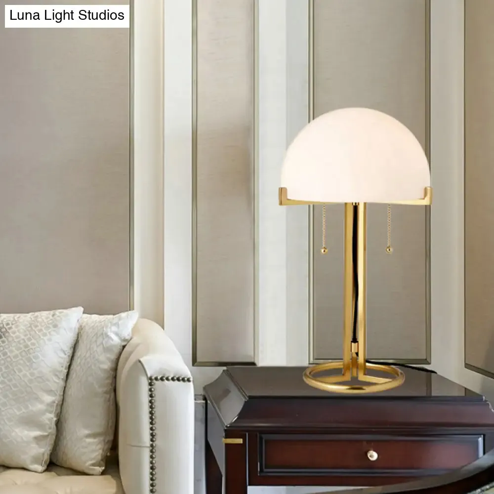Minimalist White Glass Nightstand Lamp - Gold Metal, 1-Head Design