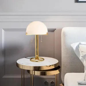 Minimalist White Glass Nightstand Lamp - Gold Metal, 1-Head Design