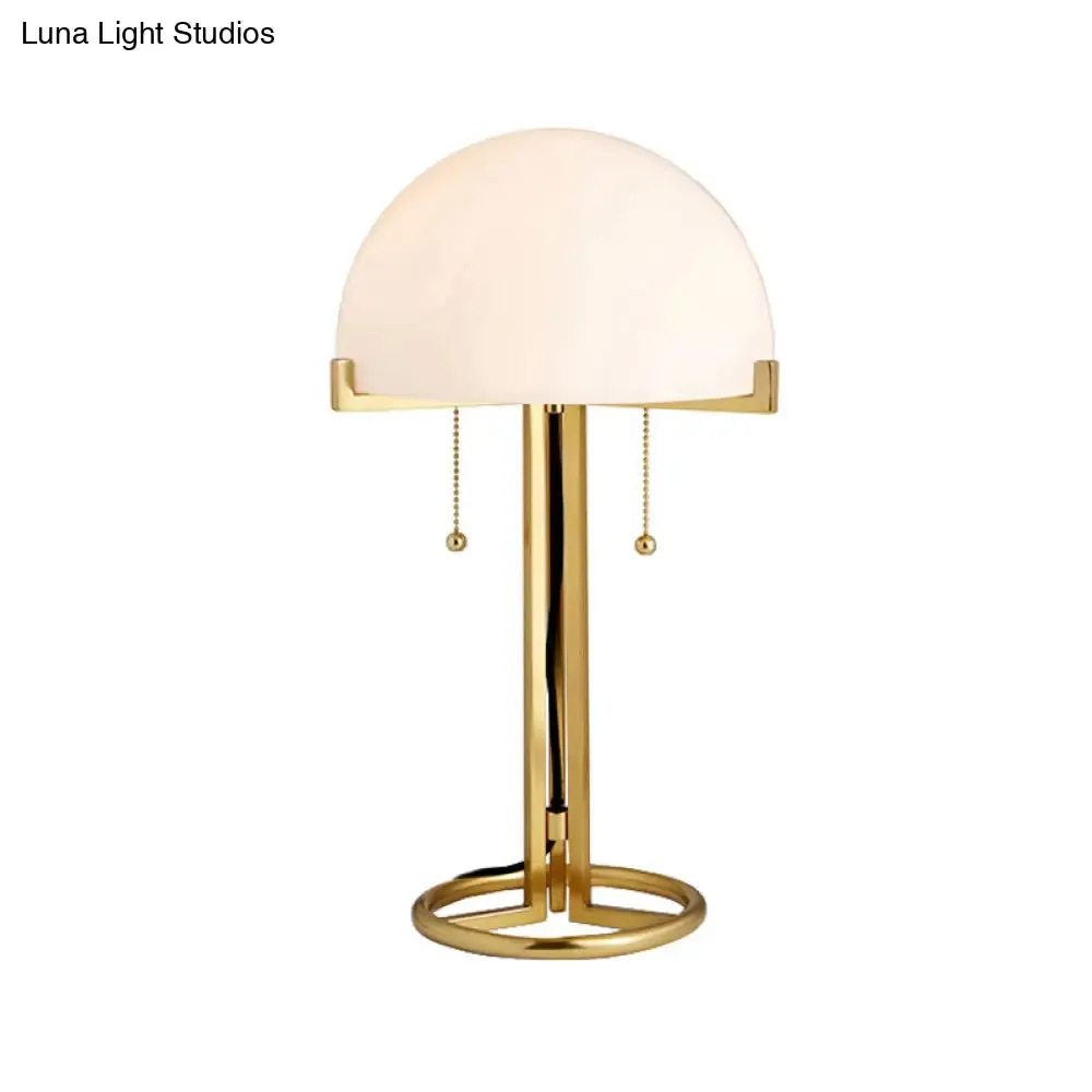 Minimalist White Glass Nightstand Lamp - Gold Metal, 1-Head Design