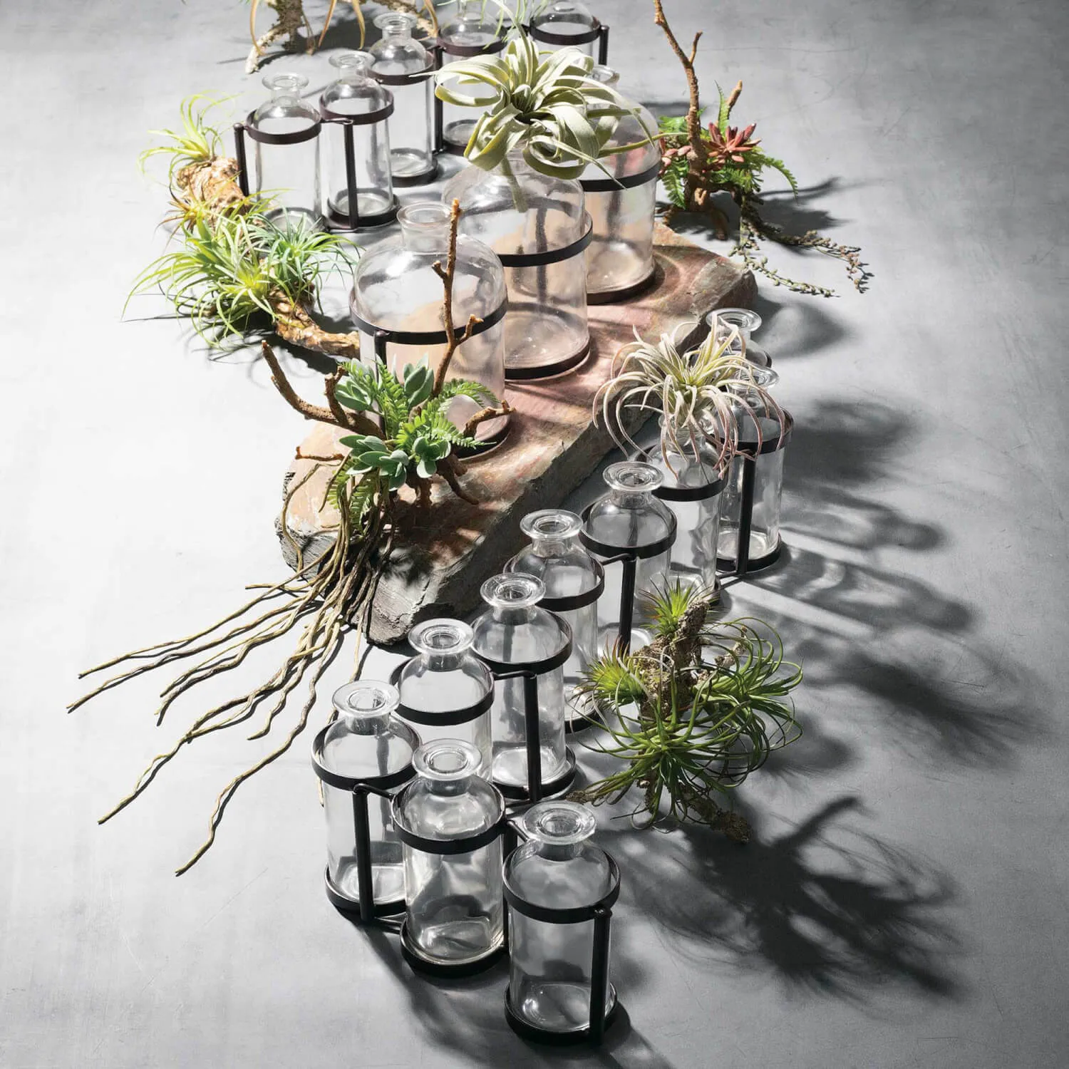 Modern 10 Connected Glass Bottle Vases