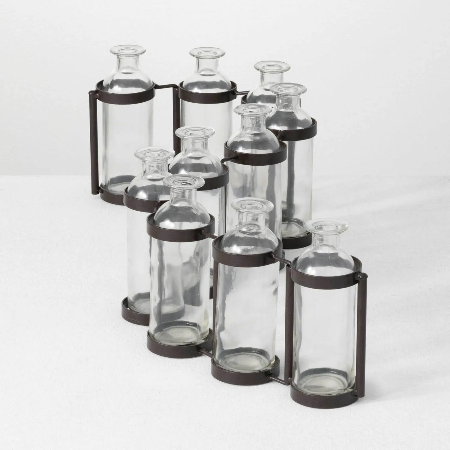 Modern 10 Connected Glass Bottle Vases