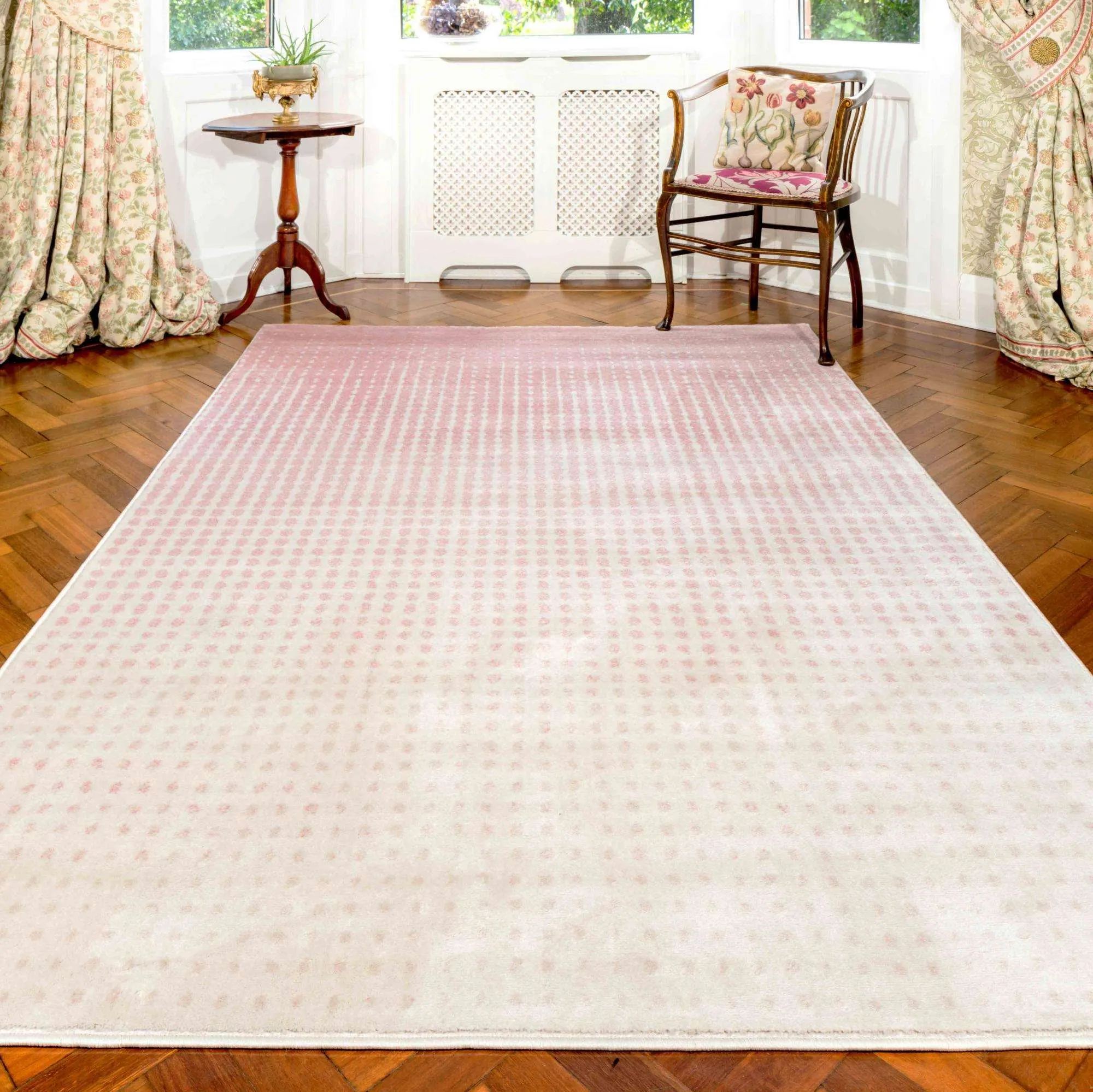 Modern Blush Spotted Ombre Effect Living Room Rug - Dottie