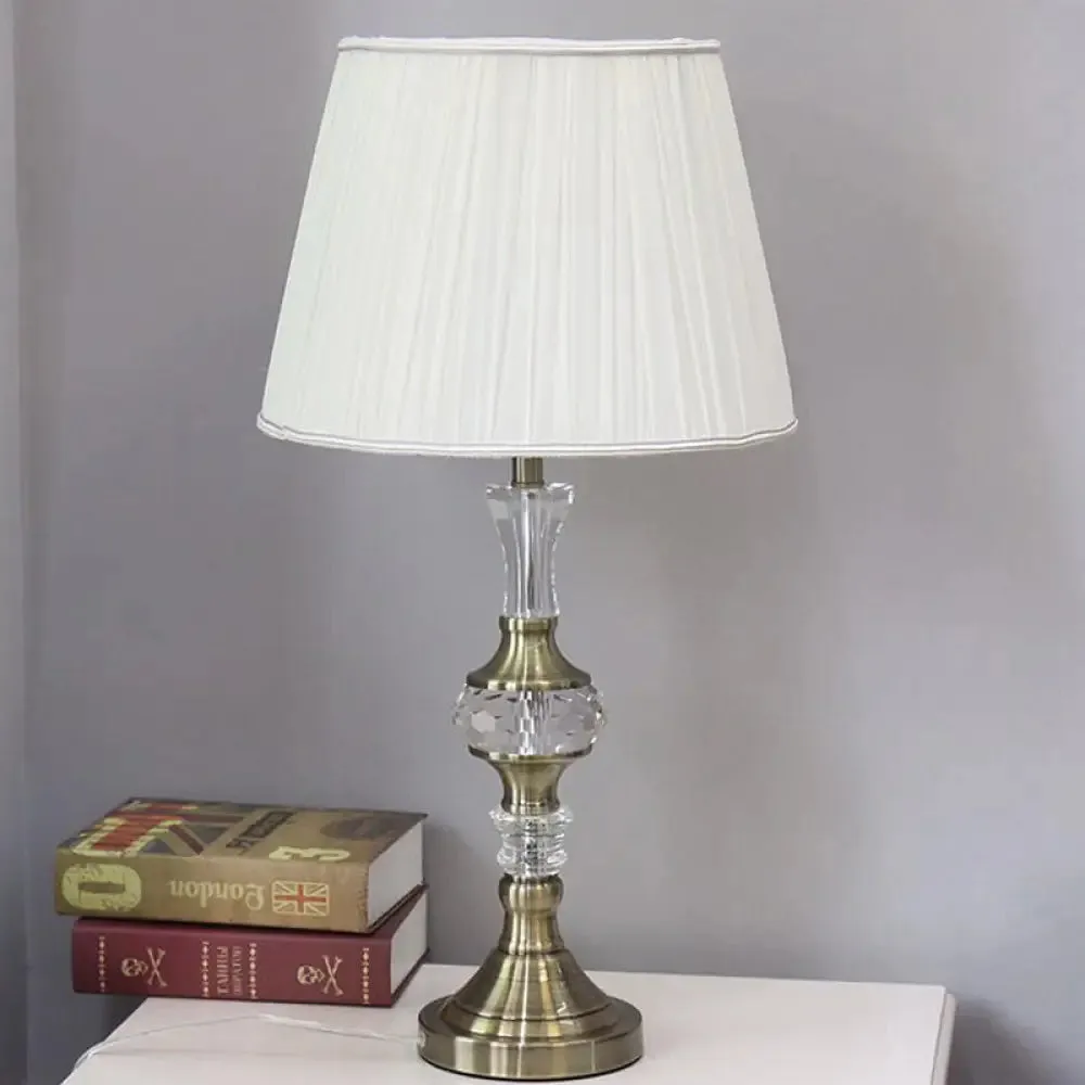 Modern Gold Candlestick Nightstand Lamp with Crystal Accent - 1-Bulb Night Light