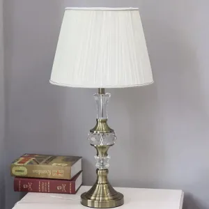 Modern Gold Candlestick Nightstand Lamp with Crystal Accent - 1-Bulb Night Light