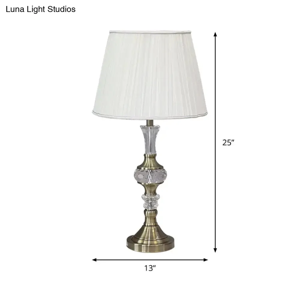 Modern Gold Candlestick Nightstand Lamp with Crystal Accent - 1-Bulb Night Light