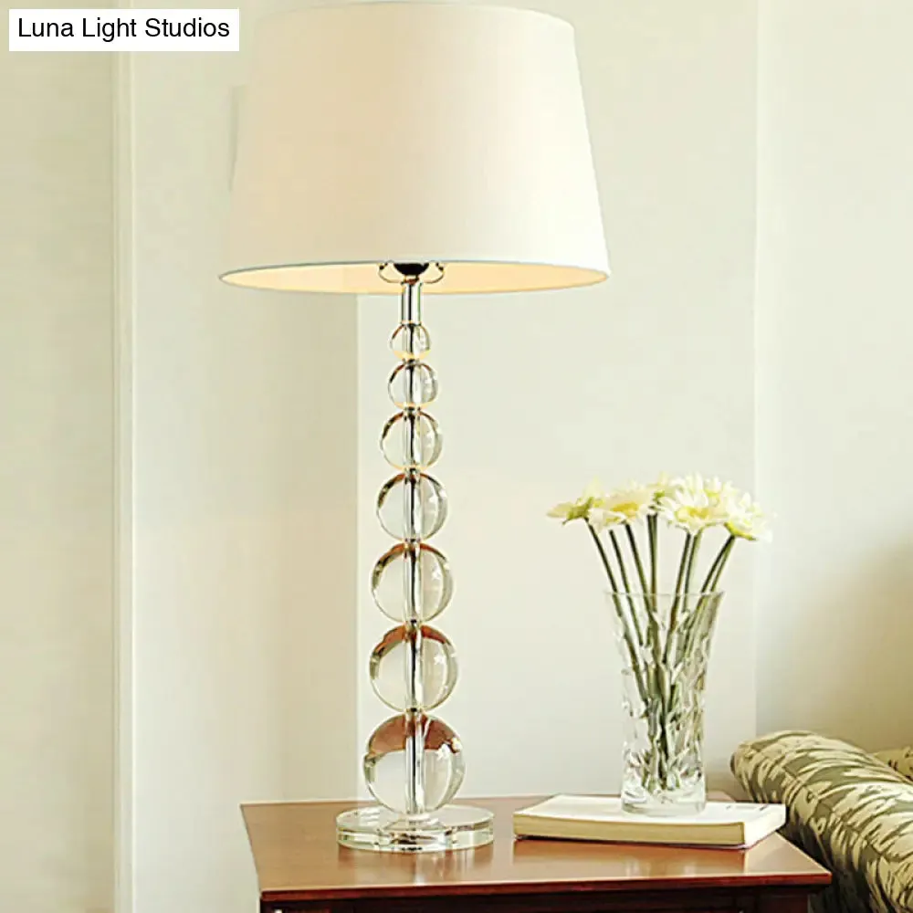 Modern Hand-Cut Crystal Sphere Task Light - 12"/14" Wide - 1 Head - White Nightstand Lamp