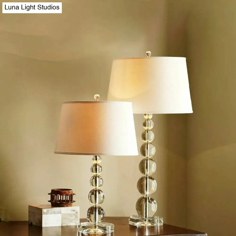 Modern Hand-Cut Crystal Sphere Task Light - 12"/14" Wide - 1 Head - White Nightstand Lamp