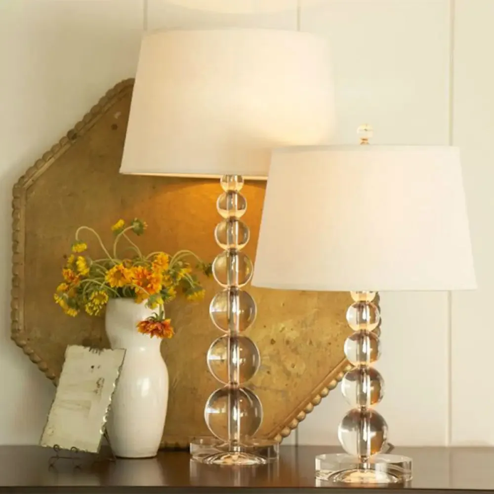 Modern Hand-Cut Crystal Sphere Task Light - 12"/14" Wide - 1 Head - White Nightstand Lamp