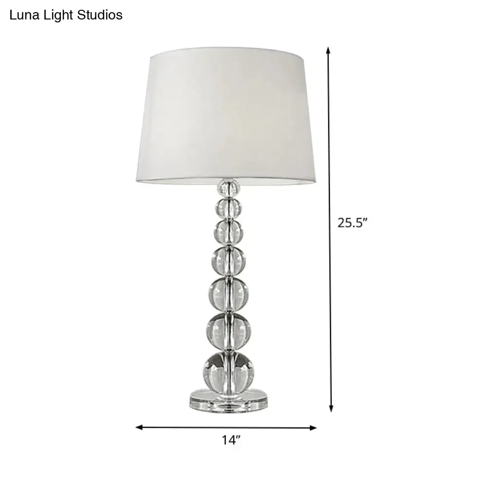 Modern Hand-Cut Crystal Sphere Task Light - 12"/14" Wide - 1 Head - White Nightstand Lamp
