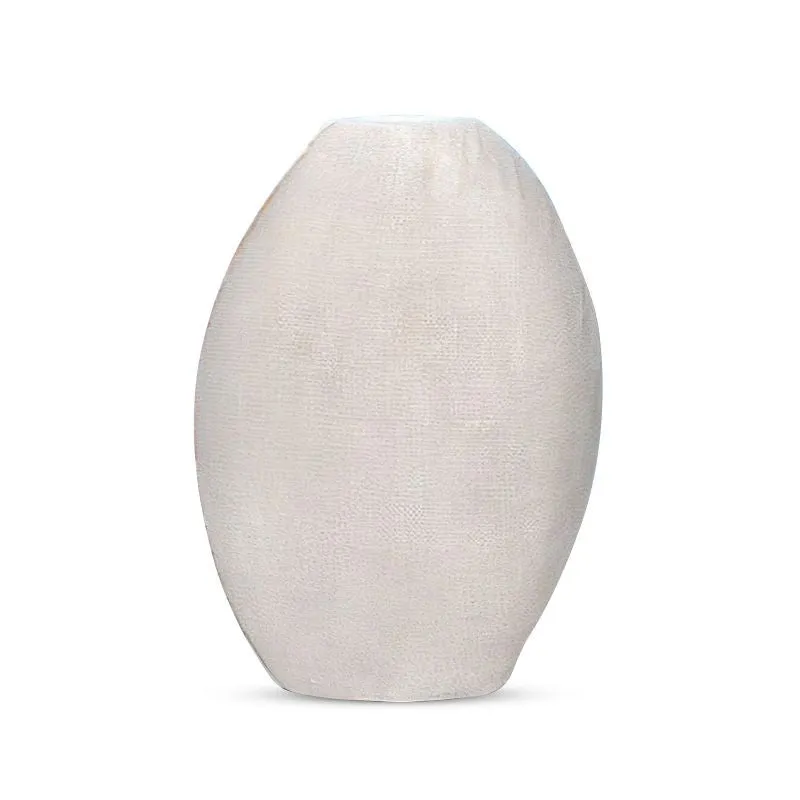 Modern Textured Flower Vase | White Decor | Polyresin White Vase | European Polyresin Vase