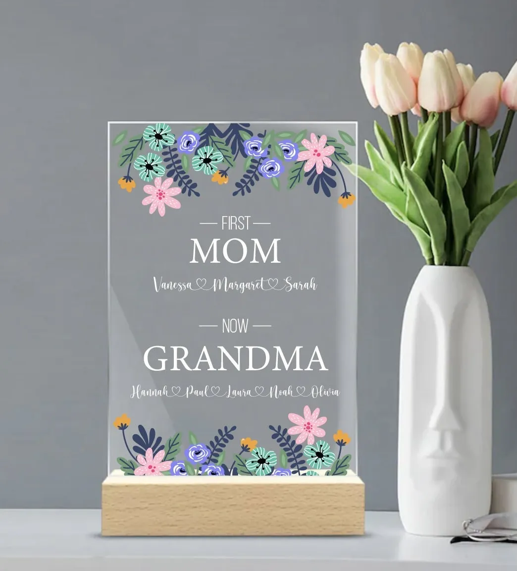 Mothers Day Gift Stand, New Grandma Gift, Gift For Nana, Kids and Grandkids Name Display, Gift Ideas For Mom, Family Tree Plaque for Gigi