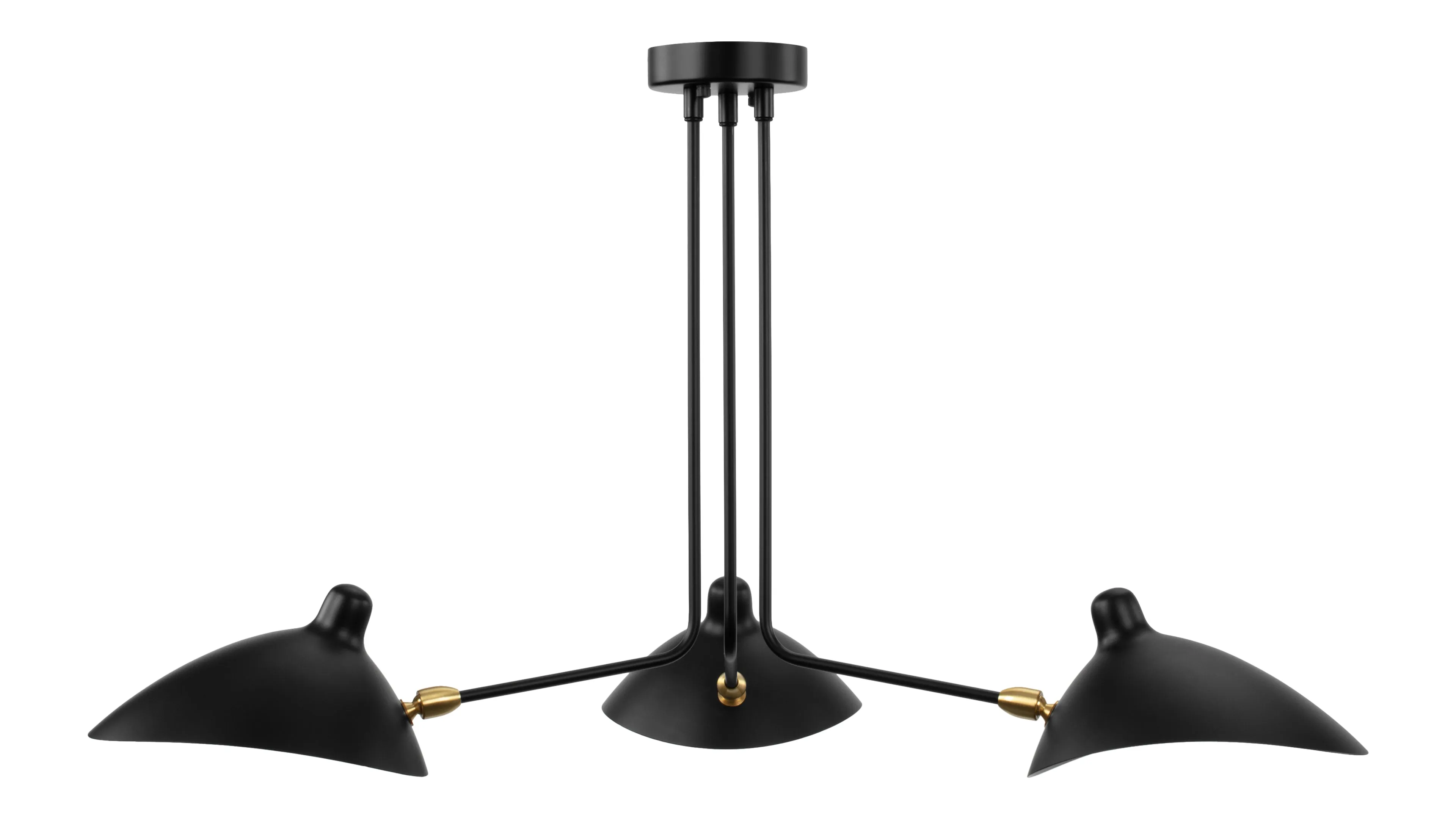 Mouille - Mouille Three Arm Ceiling Light, Small, Black