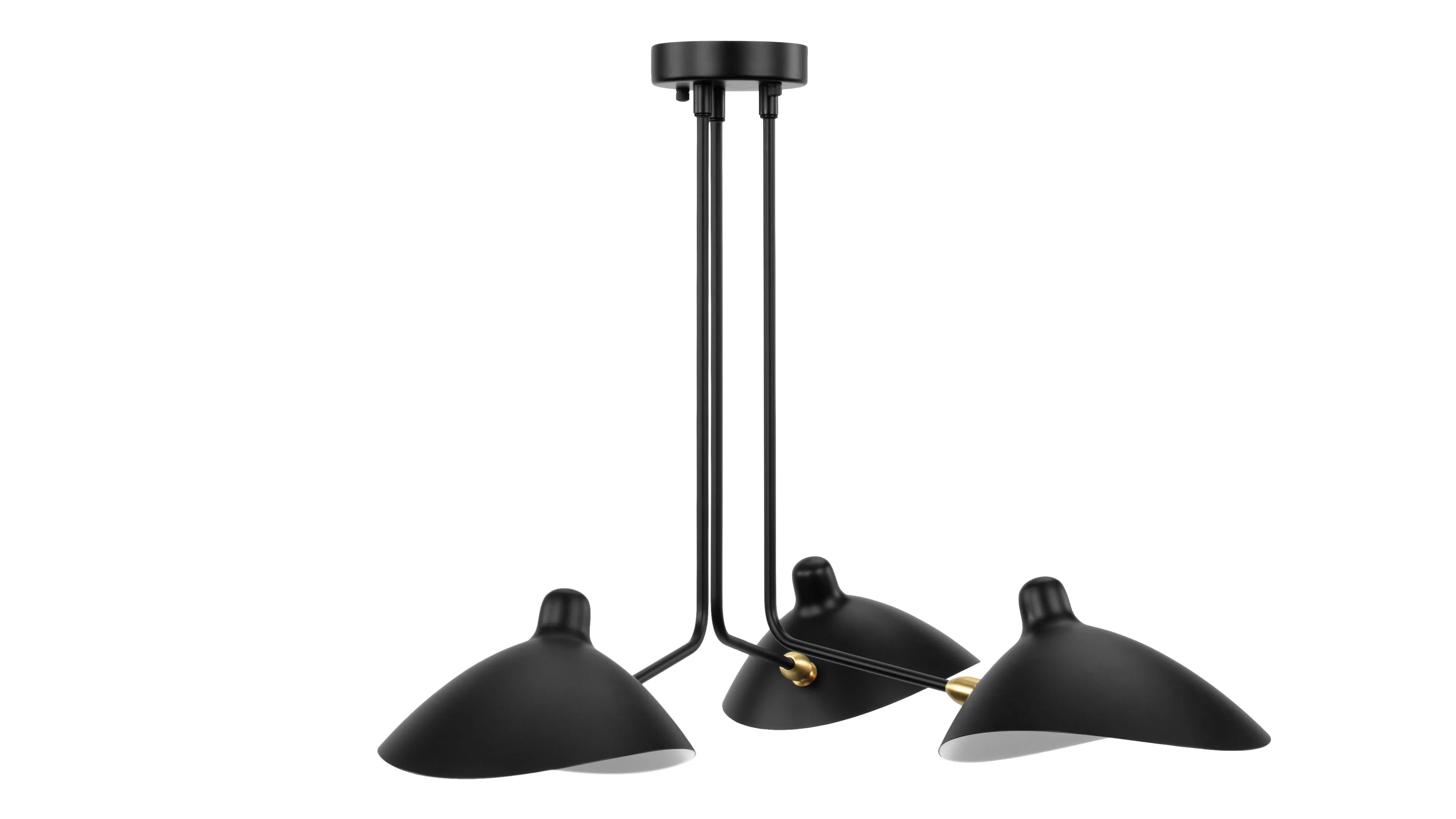 Mouille - Mouille Three Arm Ceiling Light, Small, Black