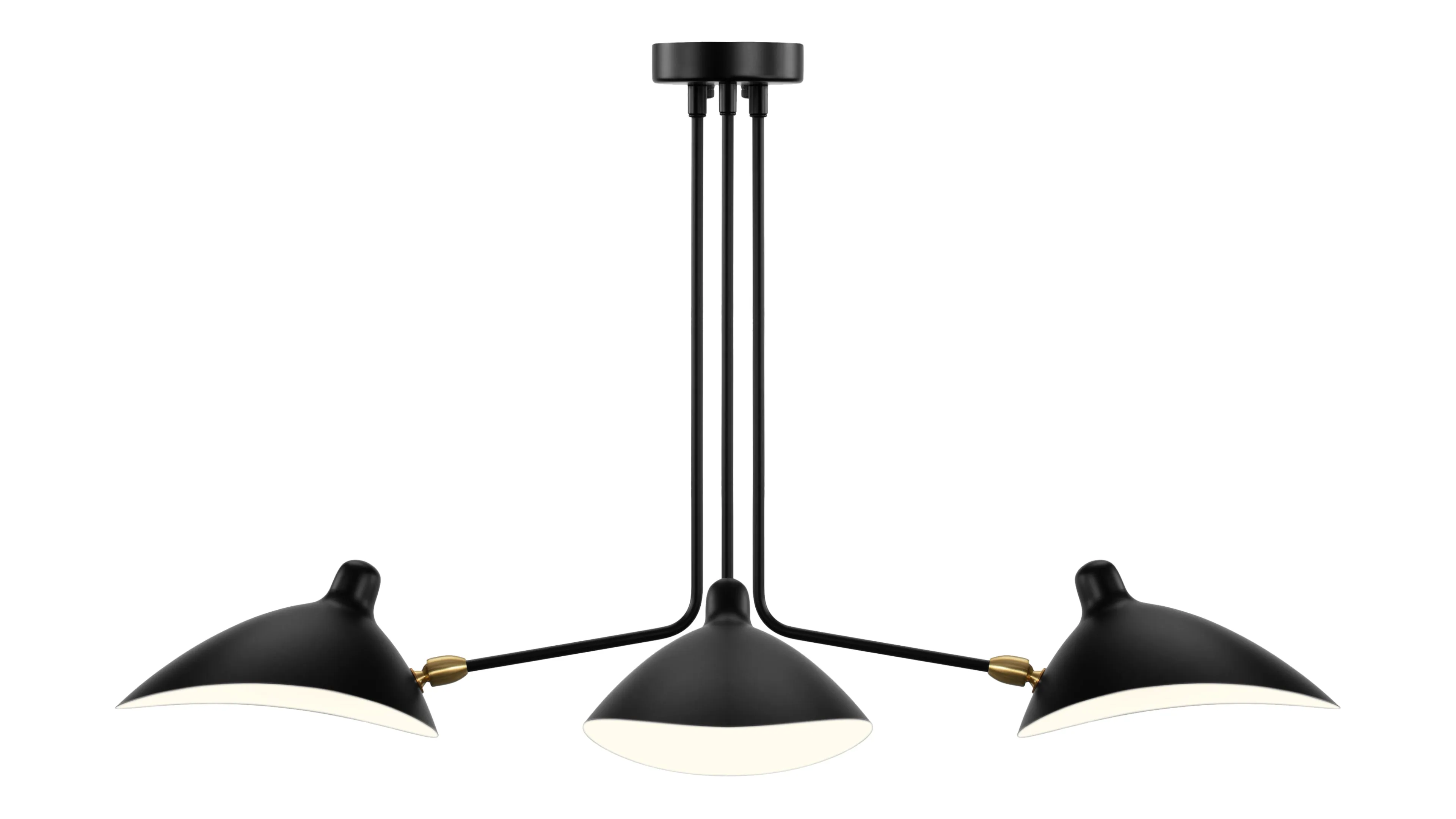 Mouille - Mouille Three Arm Ceiling Light, Small, Black