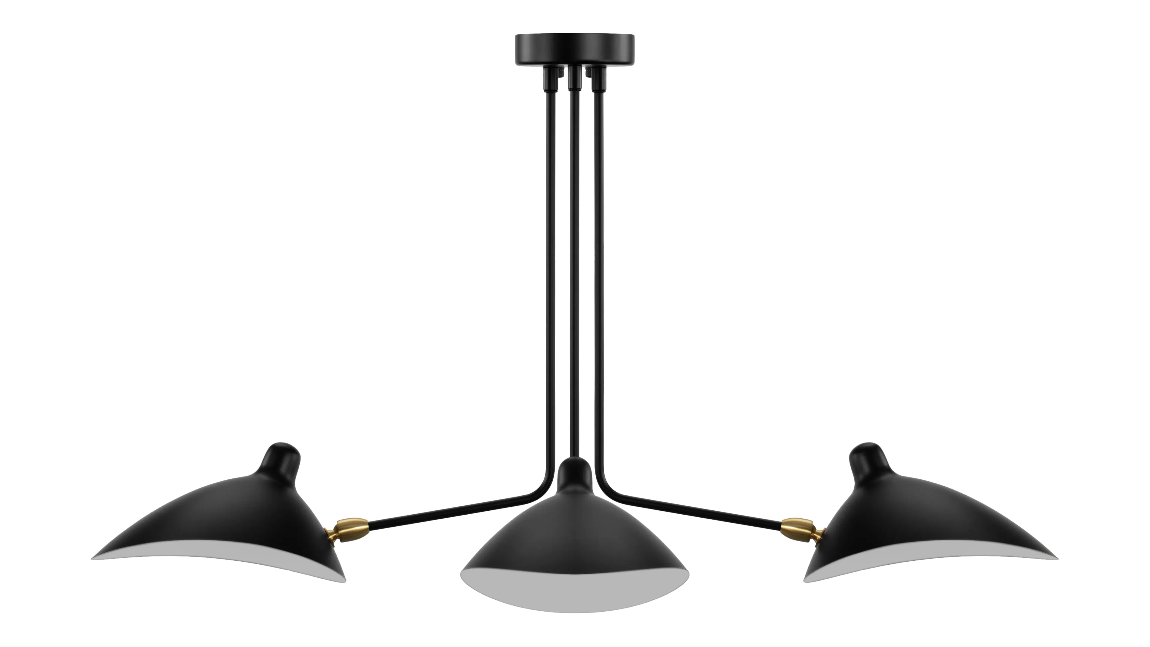 Mouille - Mouille Three Arm Ceiling Light, Small, Black