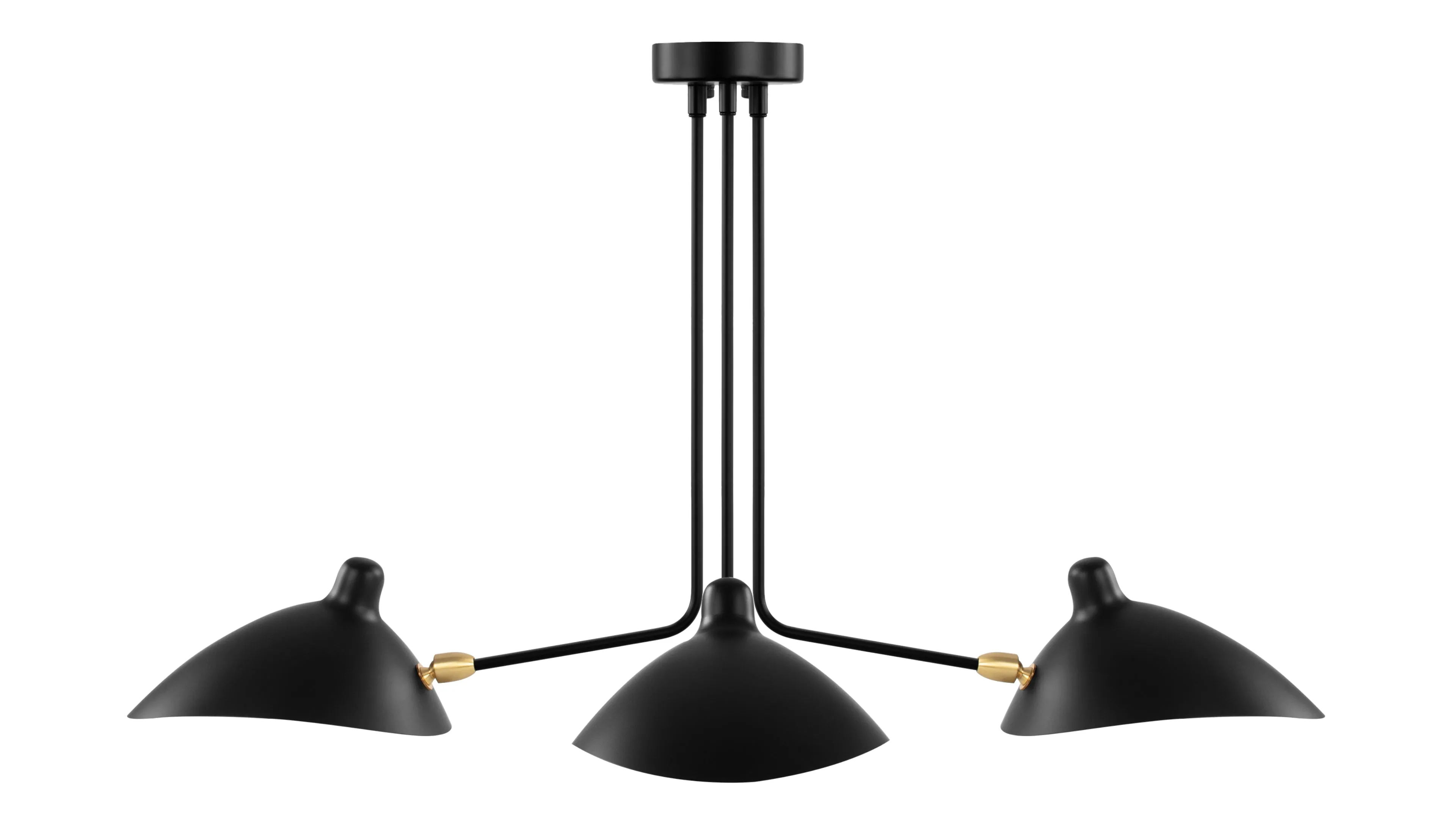 Mouille - Mouille Three Arm Ceiling Light, Small, Black