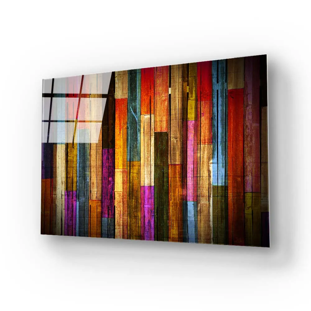 Multi-Coloured Wooden Wall Glass Wall Art