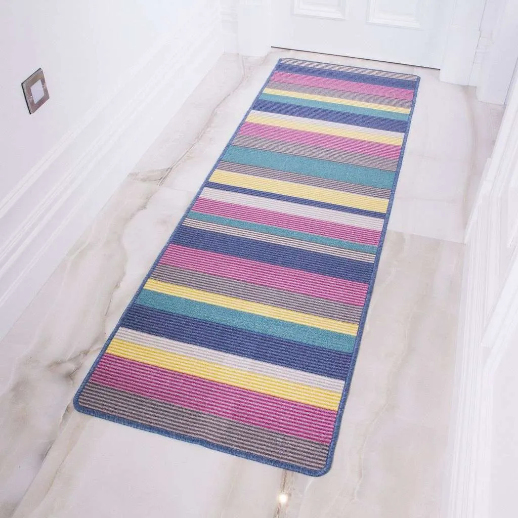 Multi Stripe Washable Non Slip Rug