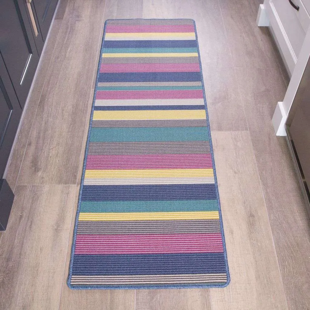 Multi Stripe Washable Non Slip Rug