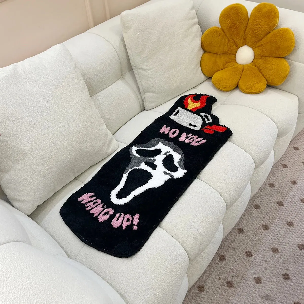 'No you hang up' Black Ghost Tufted Rug