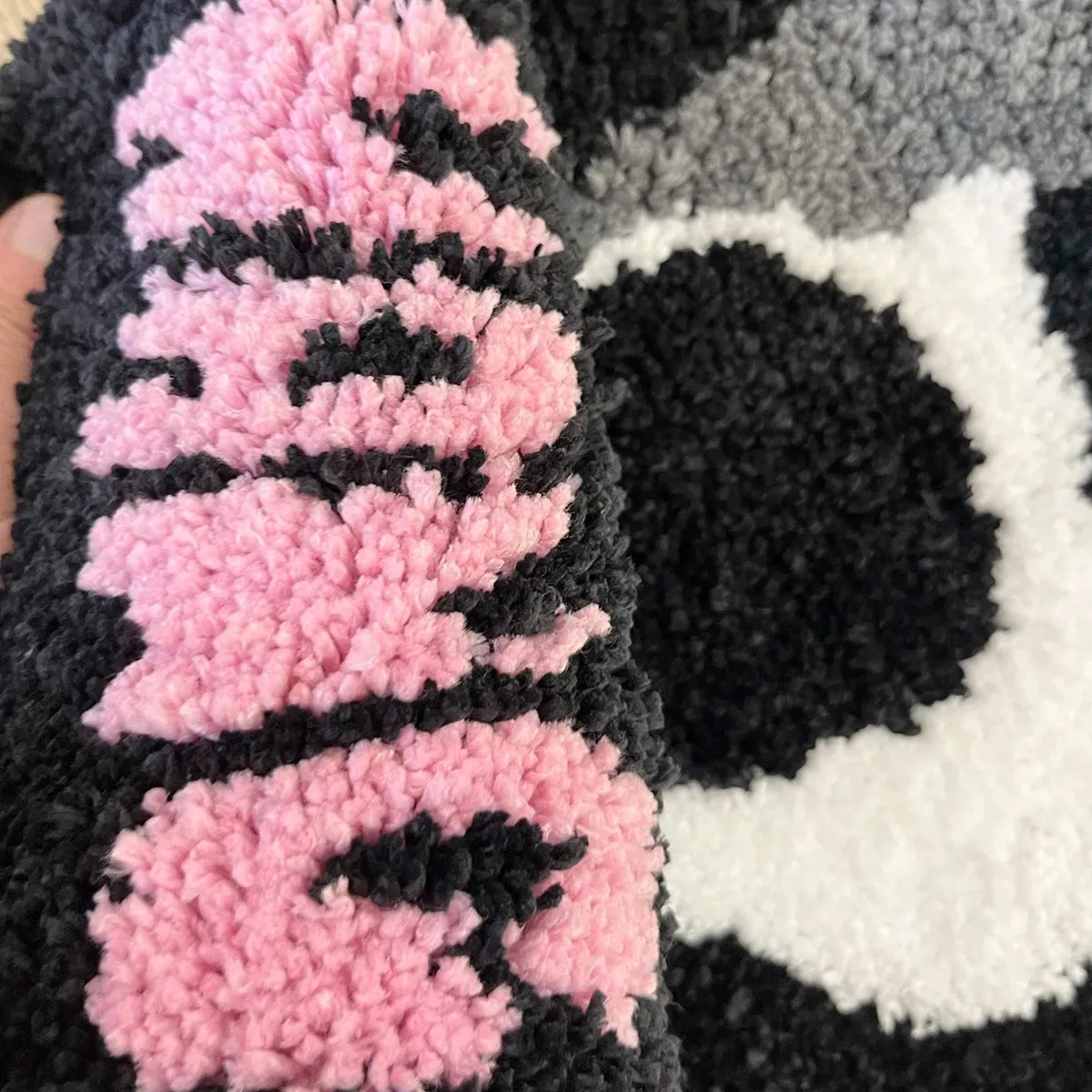'No you hang up' Black Ghost Tufted Rug