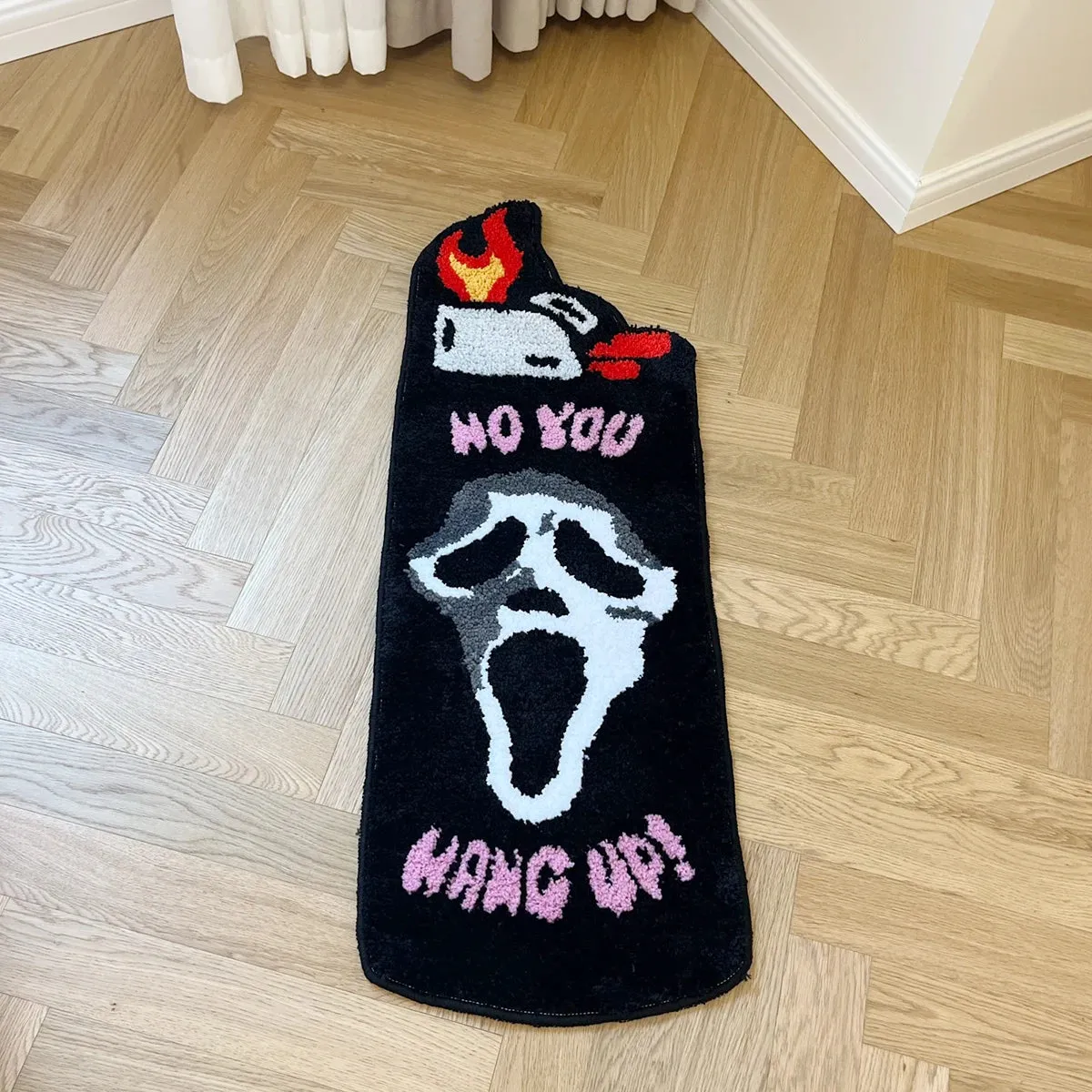 'No you hang up' Black Ghost Tufted Rug