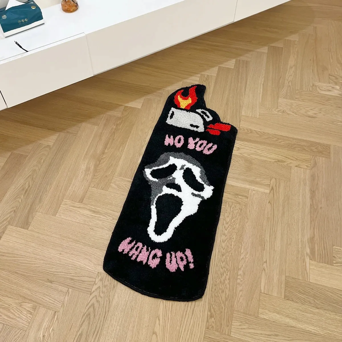 'No you hang up' Black Ghost Tufted Rug