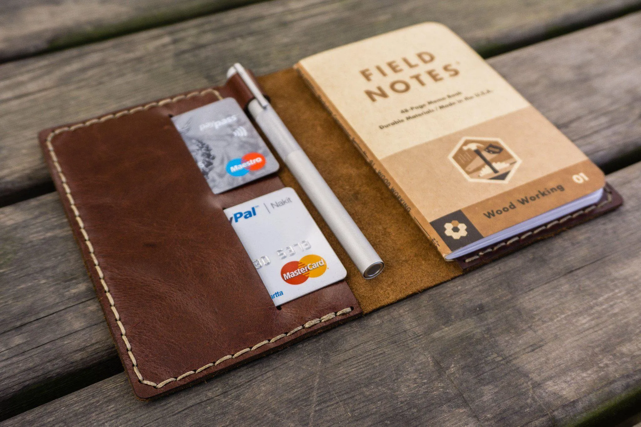 No.33 Personalized Leather Field Notes Cover - Brown