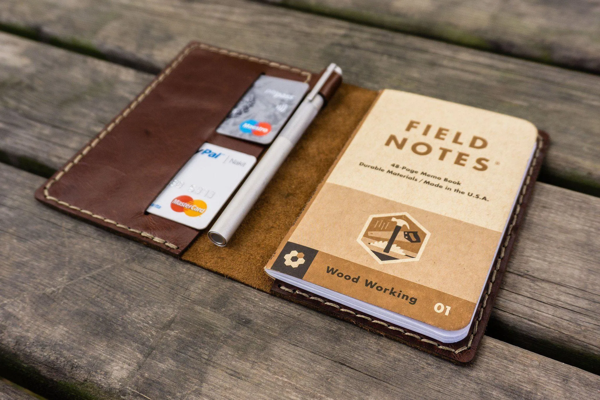 No.33 Personalized Leather Field Notes Cover - Brown