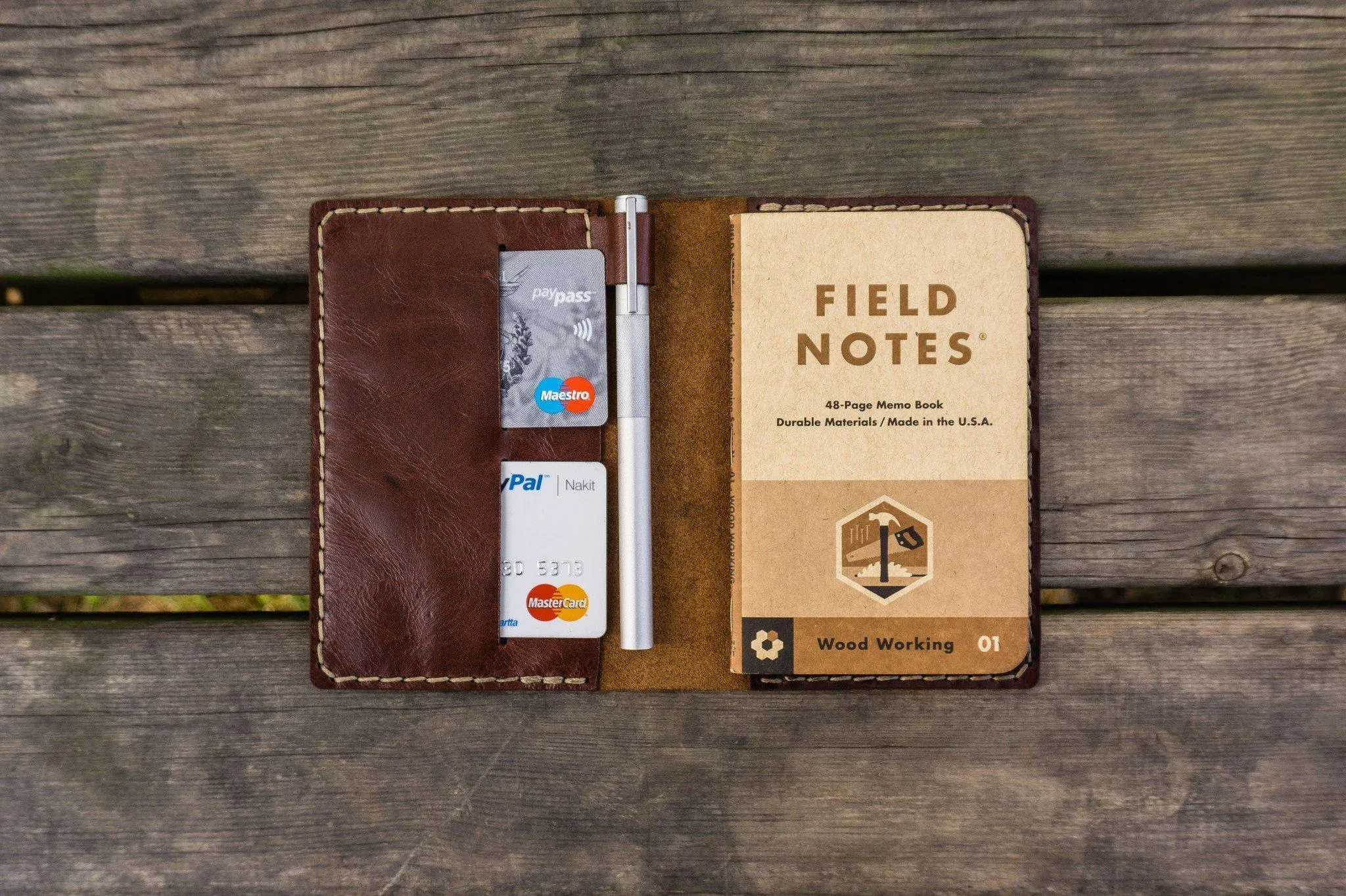 No.33 Personalized Leather Field Notes Cover - Brown